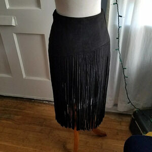 Fringe Skirt by Rehab Black Bohemian Boho Size Small